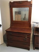 Antique Dresser And Mirror 40x19x74 Need Repair