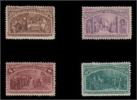 US Stamps #234, 235, 236, 238 Mint HR/DG CV $347