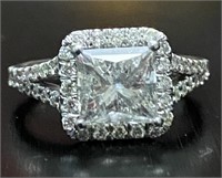 3.36 Ct Halo Diamond Princess Engagement Ring