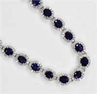 AIGL $21,487 25.42 Cts Sapphire Diamond Necklace