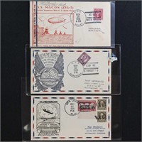 US Stamps Postal History 3 USS Macon Covers incl