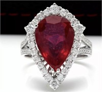 14 Kt White Gold Ruby Diamond Ring 8.68 Cts