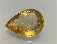 Certified 11.50 Cts Natural Pear Cut Citrine