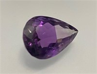Certified 11.70 Cts Natural Pear Shape Amethyst