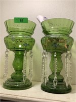 2PC LG ANTIQUE CRYSTAL LUSTRE/ LUSTER LAMPS