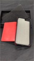Red phone case with credit card slot on back