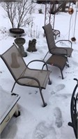 2-outdoor patio chairs and footstool
