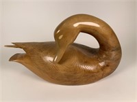 Hand carved wooden goose signed on bottom H. P.