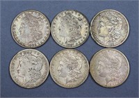 (6) O-Mint Morgan Silver Dollars