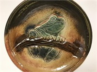 Artists signed porcelain frog plate