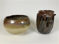 Two artist signed pottery objects