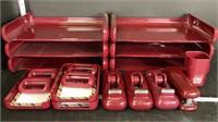 Office desk organizer supply lot burgundy