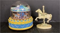 Wilitts musical snowglobe carousel horse figurine