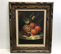 Oil on canvas painting of fruit