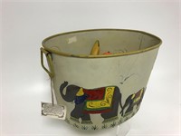 Very cool metal bucket w/ elephants