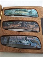 Vintage Wildlife Lock Back Knife Set