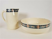 Badonviller pottery bowl & pitcher