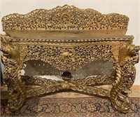 HEAVILY CARVED GOLD PAINTED CONSOLE TABLE