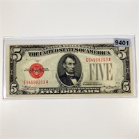 1928-C Red Seal $5 Bill UNCIRCULATED