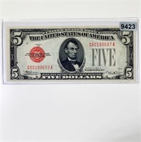 1928-E Red Seal $5 Bill UNCIRCULATED