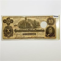 1862 Confederate $10 Bill NICELY CIRCULATED