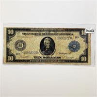 1914 Blue Seal $10 Bill LIGHTLY CIRCULATED