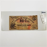 1863 North Caroline 25 Cents Note LIGHT CIRC