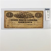 1866 North Carolina $1 Bill LIGHTLY CIRCULATED