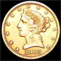 1903-S $5 Gold Half Eagle UNCIRCULATED