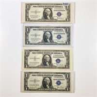 (4) 1935 Blue Seal $1 Bills UNCIRCULATED
