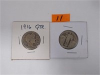 1916 Barber Quarter & Standing liberty Quarter