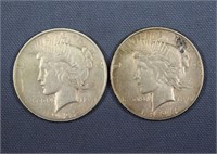(2) D-Mint Peace Silver Dollars