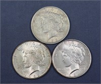 (3) Nice Peace Silver Dollars- 1923 & 1924