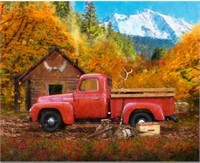 Solstice Arts Nostalgic Red Truck Wood Block Mount