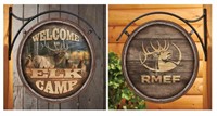 Wild Wings Welcome to Elk Camp Dbl. Side Met. Sign