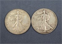 (2) Final Year Walking Liberty Halves