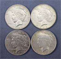 (4) Peace Silver Dollars