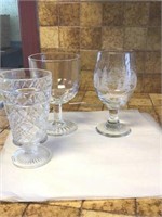 6 Vintage Glass Footed Goblets 5 Big Goblet
