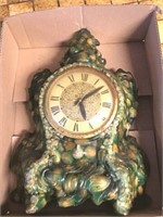 Vintage Vomit Clock Self Starting Green Gold 16"