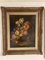 Beautiful Large Oil on Board Floral Painting
