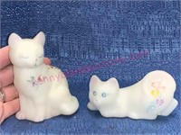 (2) Fenton hand painted cats