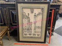 Larger French architectural framed art 30in x 42in