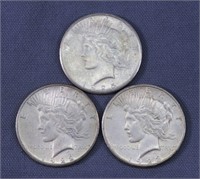 (3) S-Mint Peace Silver Dollars
