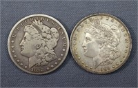 (2) 1892 Morgan Silver Dollars