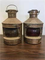 Pair of Antique PMP Starboard & Port Ship Lanterns