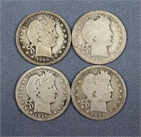 (4) Barber Silver Quarters