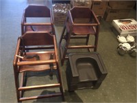 Lot of Three Wooden Children's High Chairs and
