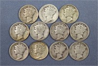 (11) Mercury Silver Dimes