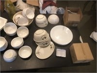 Lot of bowls, salt and pepper shakers, small