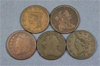 (5) Early 1800's Large Cents